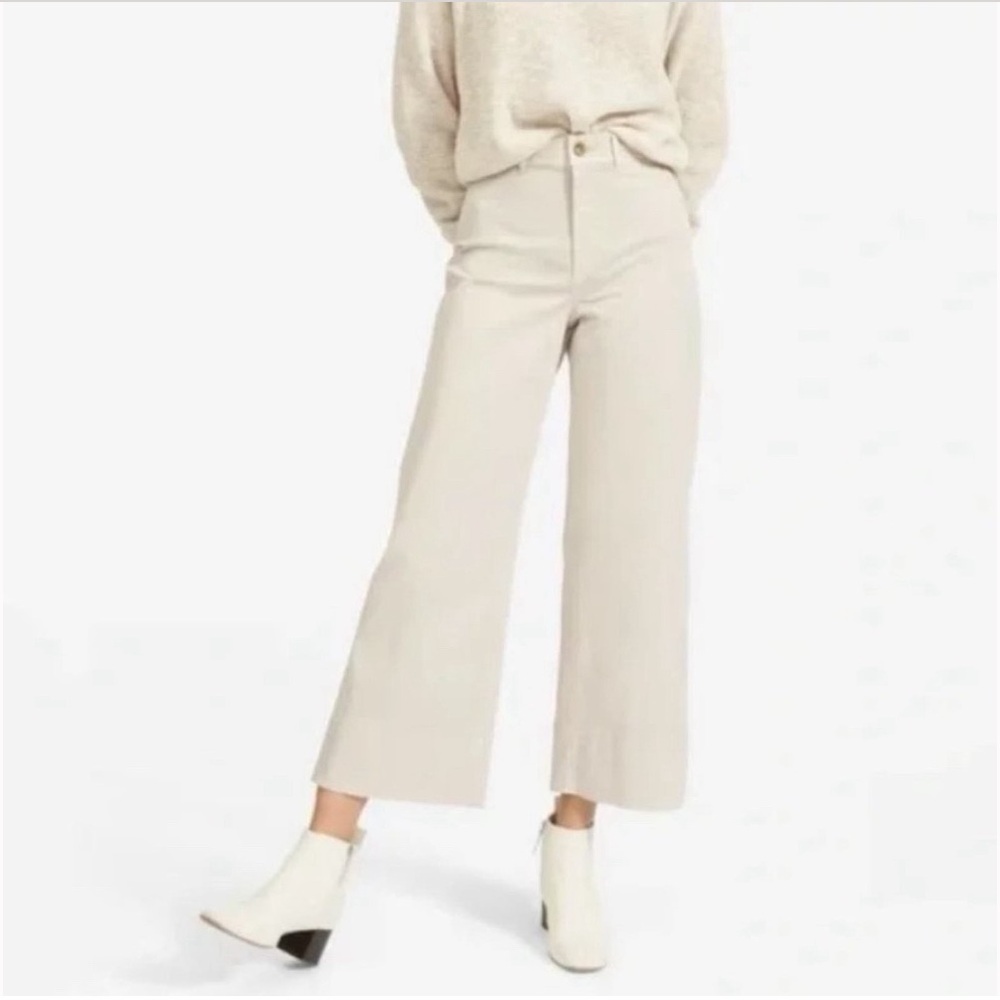 Everlane Cream Cropped Wide-Leg Pants